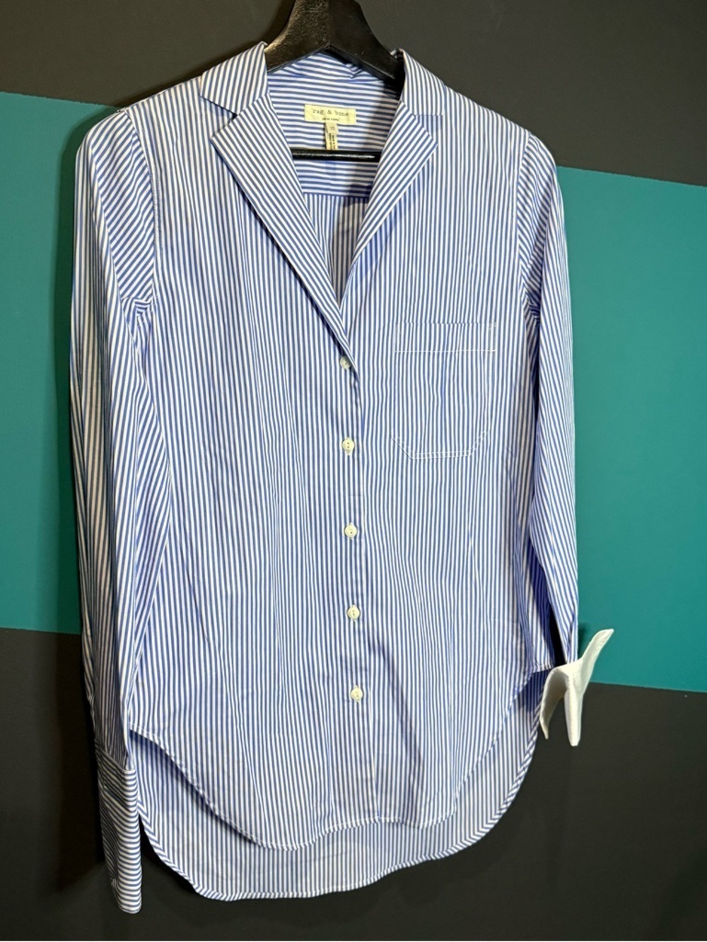 rag & bone Blue and White Striped Shirt Preppy Business Casual size XS - Picture 4 of 12